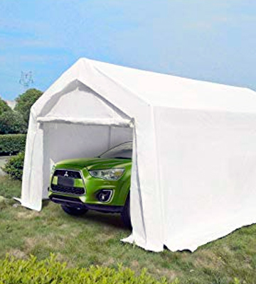 KMS FoxHunter Heavy Duty Waterproof 3m x 6m Carport Party Tent Canopy White 180g Polyester Steel Frame - Bestadvisor