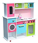 LEKEEZ Modern Large Kids Girls Multicolored Gourmet Wooden Kitchen