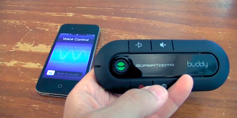 SuperTooth Buddy Handsfree Speakerphone Bluetooth Car Kit in the use